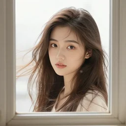 gentle girl at the window, the wind blows her loose hair, intricate, elegant, very detailed, wonderful eyes, cute, omar ortiz, karl spitzweg, ismail inceoglu, vdragan bibin, hans toma, greg rutkowski, wayne forrest, krzysztof lukashevich, perfect face, fine details, centered, rule of thirds, photorealistic shading. smooth, clear focus, illustration