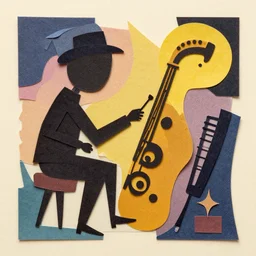 paper cut out collage artwork, artsy, jazz album cover, trending on behance