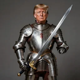 donald trump, donald trump, wearing knight ’ s armor, holding a spectacular broadsword, by annibale carracci, two arms, two legs, donald trump ’ s face, donald trump, symmetrical face, highly detailed face, perfect face