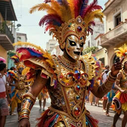carnaval de barranquilla, thorough details, intricate, artstation, atmosphere, highly detailed, craig mullins, james jean, cinematic, digital painting, deviantart, cinematic lighting, 4 k
