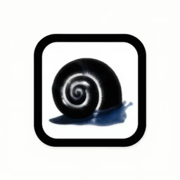 square snail logo in black and blue color scheme