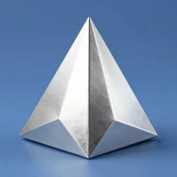 tetrahedron, silver white blue background, art by ismail inceoglu, artstation