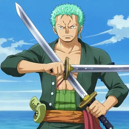 zoro from one piece cutting the world in half with his 3 sword style, anime, 4k