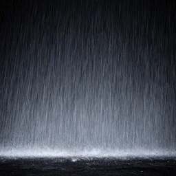 glowing white rain at night, wide angle