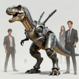 trex in a cyborg mech suit, by alexandre ferra, zezhou chen, peter gric, boris artzybasheff and hr giger, hyper detailed, screen print, character concept art, hyperrealism, coherent, cgsociety, zbrush central, behance hd, hypermaximalist
