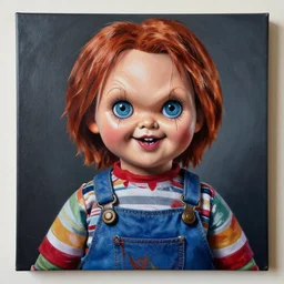 Chucky the doll scary painting 4k detail