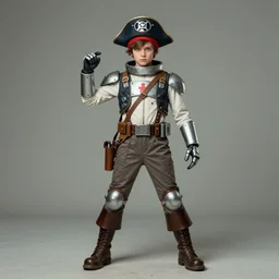 ( ( ( ( ( 2 0 5 0 s retro future boy 1 0 old boy super scientest in space pirate mechanics costume full portrait. action pose. muted colors. ) ) ) ) ) by jean - baptiste monge!!!!!!!!!!!!!!!!!!!!!!!!!!!!!!