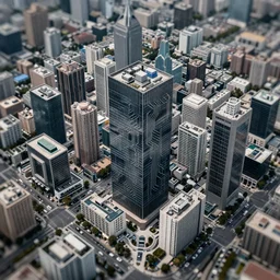 aerial view of a city that looks like a circuit board, tilt shift photography, high quality, detailed