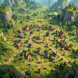 ps 5 game level design of townscaper, landscape, 4 k, fantasy matte painting, highly detailed, super wide angle, superrealistic, intricate insanely detailed octane render