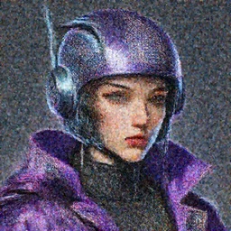 detailed portrait cyberpunk helmet futuristic neon, purple reflective coats, decorated with traditional Arabic ornaments by Ismail inceoglu dragan bibin hans thoma greg rutkowski Alexandros Pyromallis Nekro Rene Maritte Illustrated, Perfect face, fine details, realistic shaded, fine-face, pretty face