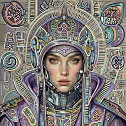 detailed portrait cyberpunk helmet futuristic neon, purple reflective coats, decorated with traditional Arabic ornaments by Ismail inceoglu dragan bibin hans thoma greg rutkowski Alexandros Pyromallis Nekro Rene Maritte Illustrated, Perfect face, fine details, realistic shaded, fine-face, pretty face