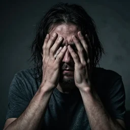 a portrait of a miserable drug addict, dramatic lighting
