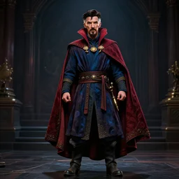 full body pose, hyperrealistic photograph of doctor strange, dim volumetric lighting, 8 k, octane beautifully detailed render, extremely hyper detailed, intricate, epic composition, cinematic lighting, masterpiece, trending on artstation, very very detailed, stunning, hdr, smooth, sharp focus, high resolution, award, winning photo, dslr, 5 0 mm