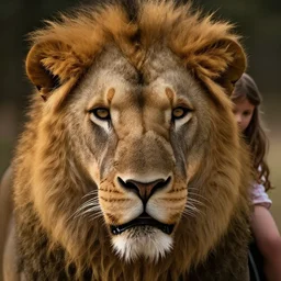 girl riding on a lion, 2 0 year old girl, extremely detailed, high quality, 4 k, cinematic, dramatic lightning, photo realistic, beautiful face, highly detailed face