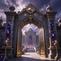 The gate to the eternal kingdom of amethyst, fantasy, digital art, HD, detailed.
