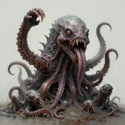 daniel brereton paints animalcules of cambrian explosion with kaiju tentacles & chaos tongues, highly detailed, atomic, creepy horror cover, cinematic