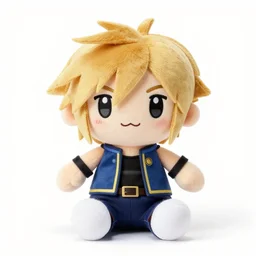 sora kingdom hearts plush, square enix merch, Stuffed animal of an anime character, smiling