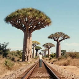 tunnel of love, dragon blood tree, baobab tree, liquid railway, by shunji dodo, 8 k resolution, high quality
