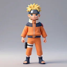Naruto, 3D character model, 3D render, photorealistic, 8k