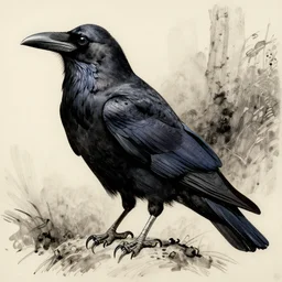 raven bird cover art by joseph michael lisner, masterpiece ink illustration,