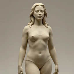 extreme long - shot photograph of a renaissance clay sculpture of margot robbie in a swimsuit in front of times square, made by michelangelo, very detailed, sharp focus, 8 k resolution, ray tracing