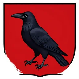 Heraldry of a Raven on a red background