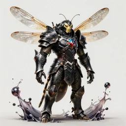 portrait of humanoid wasp resembling a knight in black monstrous armor with dragonfly wings on its back, league of legends splash art, hearthstone splash art, full body shot, rule of thirds, ultrafine hyperrealistic detailed face, artgerm, greg rutkowski, trending on artstation, 8 k, intricately detailed, highly detailed
