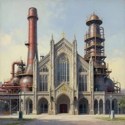 An industrial cathedral, painting by Ya Lun, artstationhq