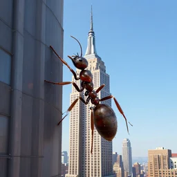 a giant ant climbing the empire state, trending on artstation