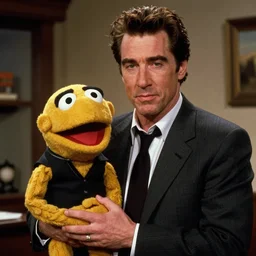 john travolta as a muppet in a still of pulp fiction ( 1 9 9 4 ) directed by quentin tarantino