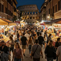 crowded streets carnival rome at night in 1 7 8 9 matte painting by giorgione concept art octane render trending on artstation artstationhd artsta - h 7 6 8