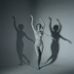 the three graces dancing with their shadows, sketch, minimalism, intricate, full body, cinematic