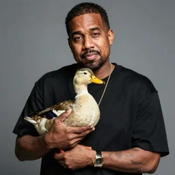 kanye west holding a duck