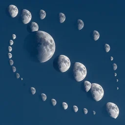 photo of a thousand separate moons different sizes in the sky