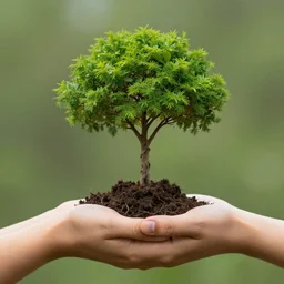 award winning photo of a handpalm with a tree growing on top of it