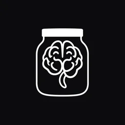 minimalistic logo of brain on jar