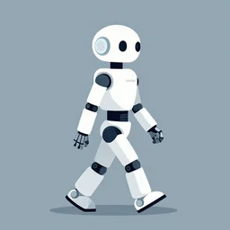 a robot walking. simple background. clean cel shaded vector art. shutterstock. behance hd by lois van baarle, artgerm, helen huang, by makoto shinkai and ilya kuvshinov, rossdraws, illustration, art by ilya kuvshinov