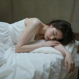 fainting beautiful lady in a white dress, surrealism, hd