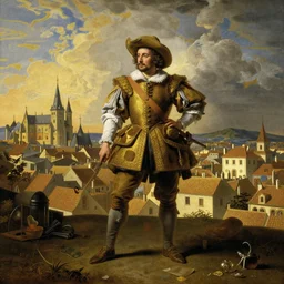 Don Quijote in the city of gold by Johannes Vermeer