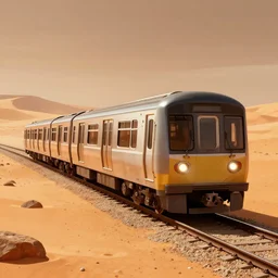 “ a digital art of r 6 2 a subway train in the martian desert, raytracing, 8 k, octane render, volumetric, vivid, beautiful, hyperrealism, illustration, trending on artstation, pinterest ”