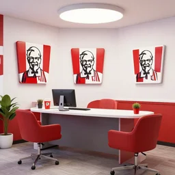 kfc themed therapist office, room design photo based on the colours of kfc