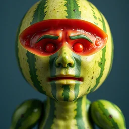 watermelon man action figure, realistic, hdr, clear image, watermelon man, 8 k,