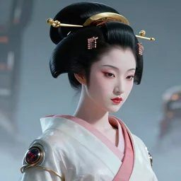 geisha, science fiction, epic, extremely detailed, sharp focus, smooth, by syd mead, by stalenhag