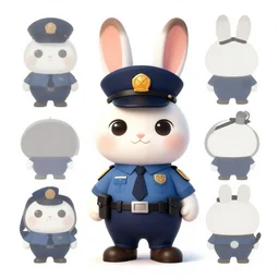 Officer Bunny Bun Character design by charlie bowater, ross tran, artgerm, and makoto shinkai, detailed, inked, western comic book art
