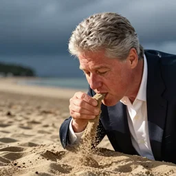 Bill Clinton eating sand