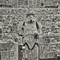 film still of a storm trooper holding a cup of coffee in a convenience store in the new Star Wars movie, 4k, black and white