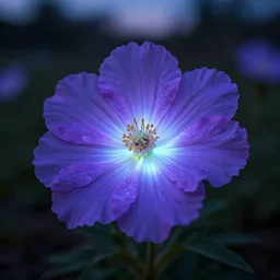 Luminescent flower blooming at twilight
