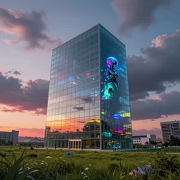 building by bernard tschumi, cgsociety gem at dawn made of glass meadow matte painting vaporwave sunset fisheye studio ghibli dieselpunk thermal imaging assassin's creed extraterrestial tokyo cloudy bioshock azeroth nightvision, archdaily, wallpaper, highly detailed, trending on artstation.