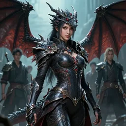 a fancy portrait of an attractive dragon women by Greg Rutkowski, Sung Choi, Mitchell Mohrhauser, Maciej Kuciara, Johnson Ting, Maxim Verehin, Peter Konig, final fantasy , mythical, 8k photorealistic, cinematic lighting, HD, high details, atmospheric,