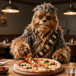 A still of Jabba the Hutt making a pizza, 4k, photograph, ultra realistic, highly detailed, professional lighting